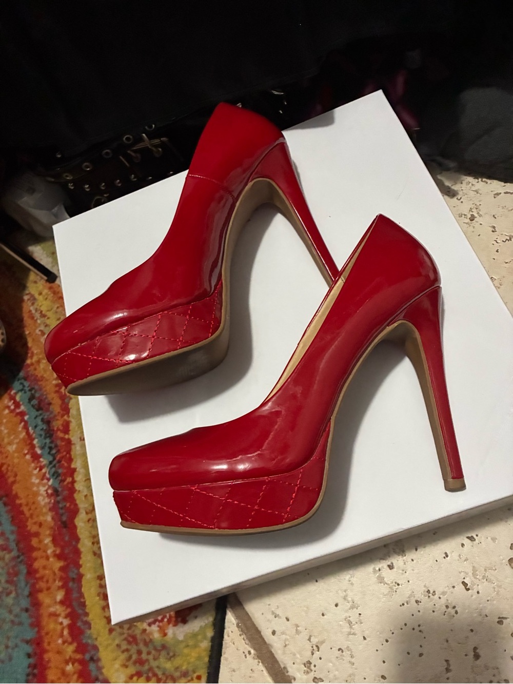 Chinese Laundry Red Patent Platform Stilettos
